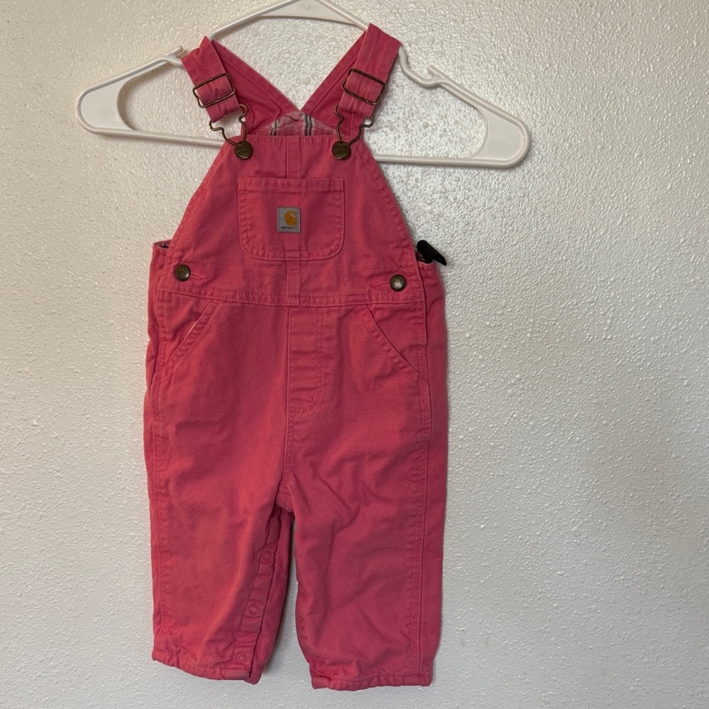 Carhartt Pink Toddler fleece lined Overalls with Adjustable Straps